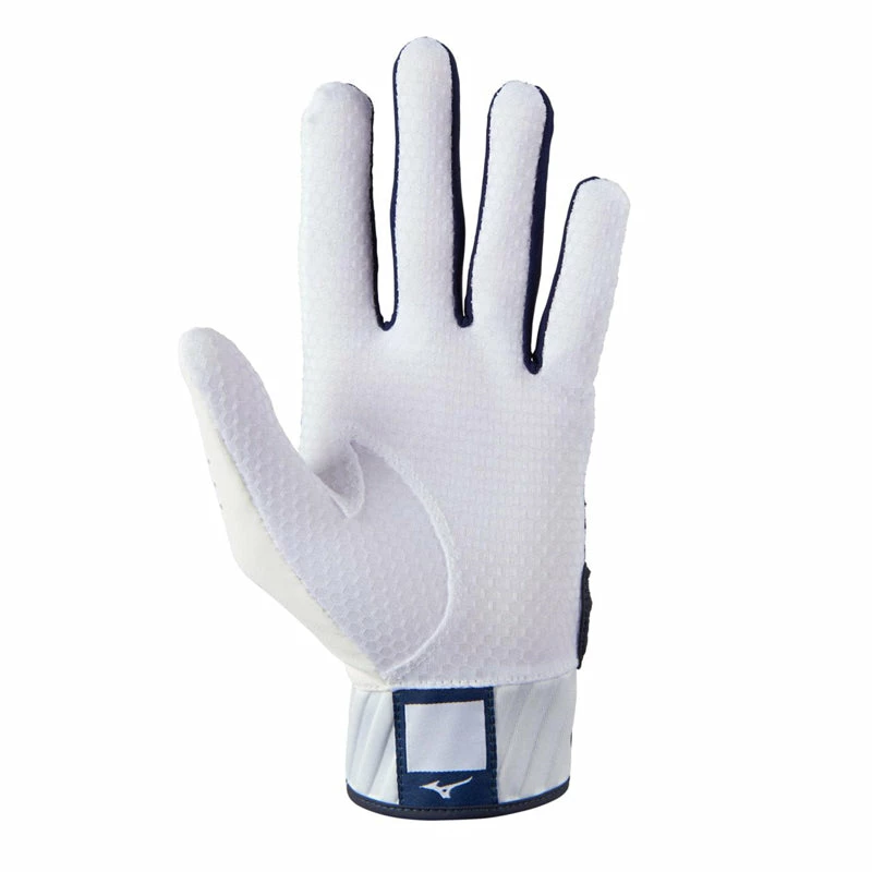 Mizuno MVP Batting Gloves - White/Navy 2 Mizuno MVP Batting Gloves - White/Navy - Image 2