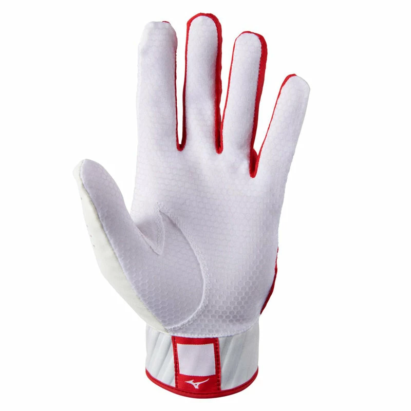 Mizuno Youth MVP Batting Gloves - White/Red 2 Mizuno Youth MVP Batting Gloves - White/Red - Image 2